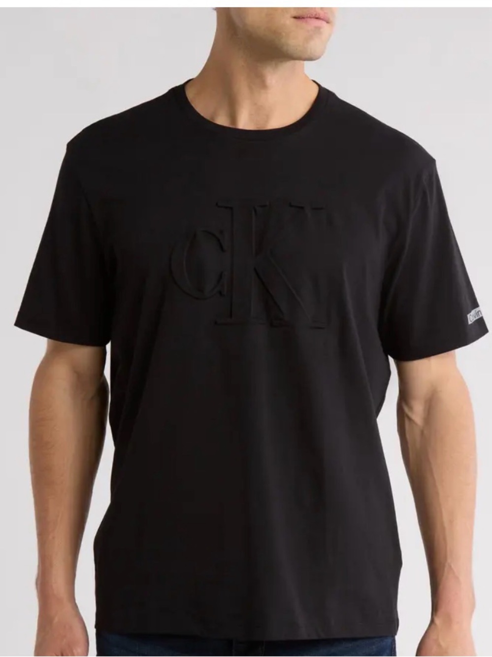 Calvin Klein Black Embossed CK Logo Crew Tee